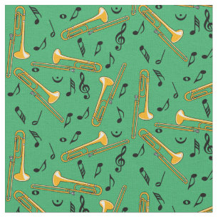 Trombone Music Notes Fabric