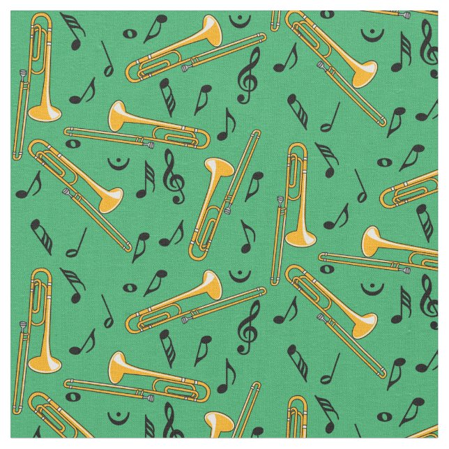 Trombone Music Notes Fabric (Close Up)