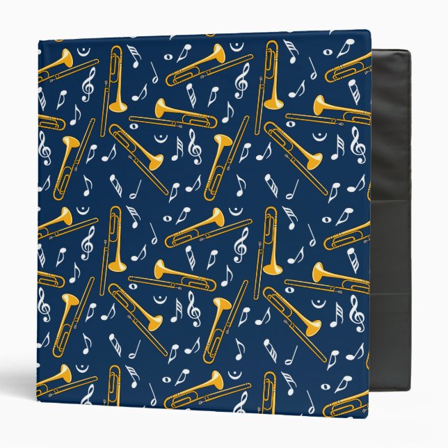 Trombone Music Notes Pattern Binder (Front/Inside)