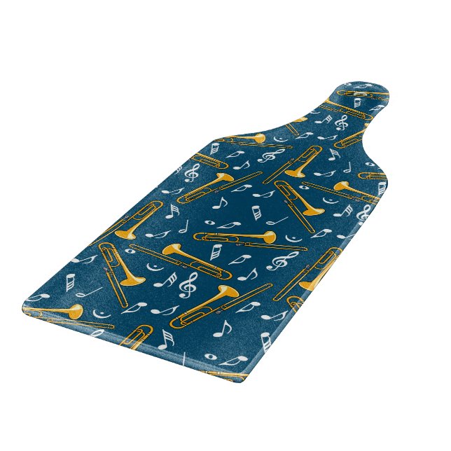 Trombone Music Notes Pattern Cutting Board (Corner)