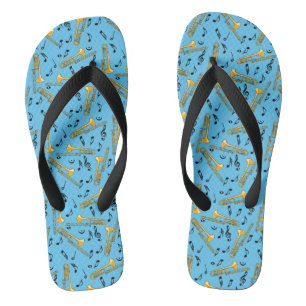 Trombone Music Notes Pattern Flip Flops