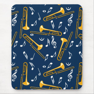 Trombone Music Notes Pattern Mouse Pad