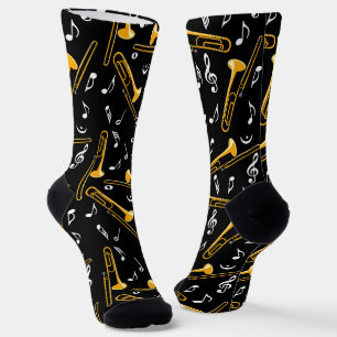 Trombone Music Notes Pattern Socks