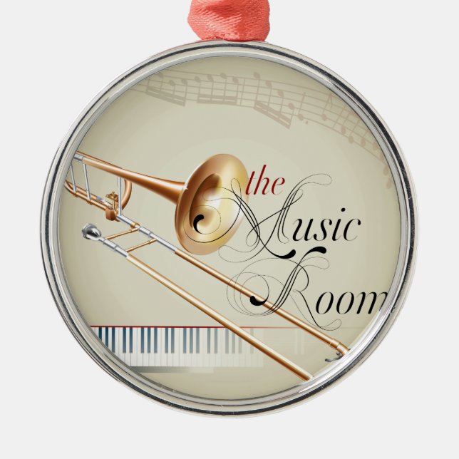 Trombone Music Room Metal Ornament (Front)