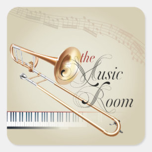 Trombone Music Room Square Sticker