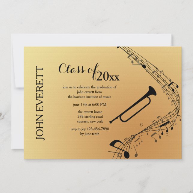 Trombone Musical Instrument Invitation (Front)