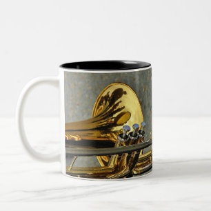 Trombone musical instrument with notation Two-Tone coffee mug
