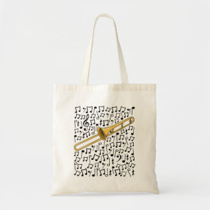 Trombone Musical Notes Trombonist Brass Musician Tote Bag