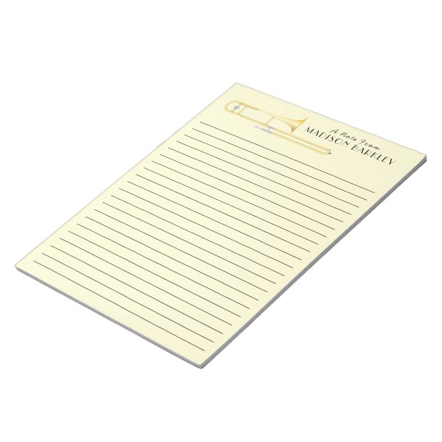 Trombone Musician Band Teacher Notepad (Angled)