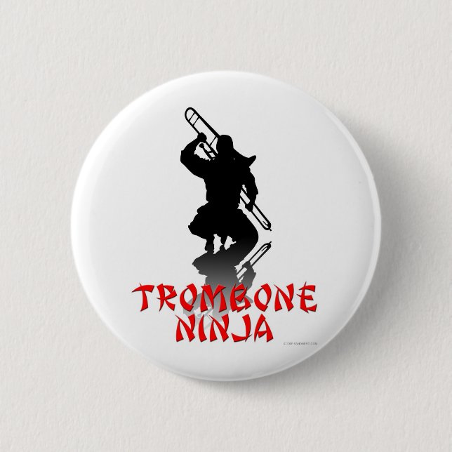 Trombone Ninja 2 Inch Round Button (Front)