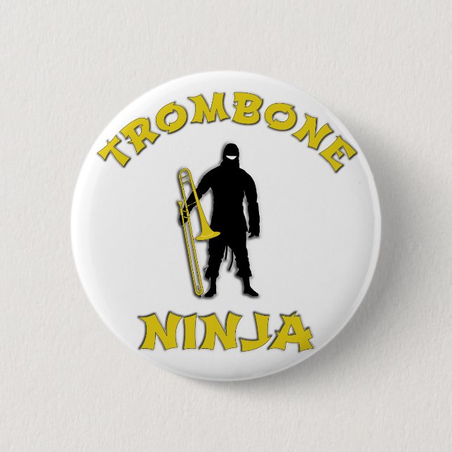 Trombone Ninja 2 Inch Round Button (Front)