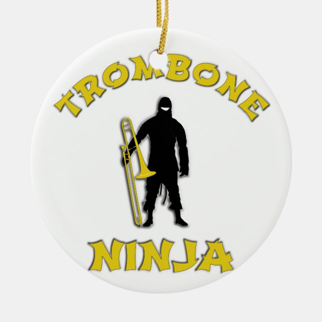 Trombone Ninja Ceramic Ornament (Front)