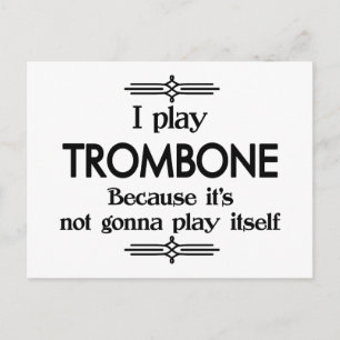 Trombone - Play Itself Funny Deco Music Postcard