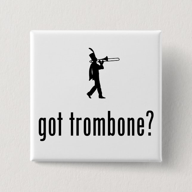 Trombone Player 2 Inch Square Button (Front)