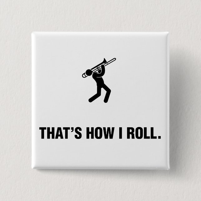Trombone Player 2 Inch Square Button (Front)