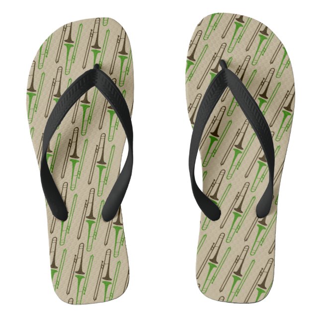 Trombone Player Gift Marching Band Music Themed Flip Flops (Footbed)