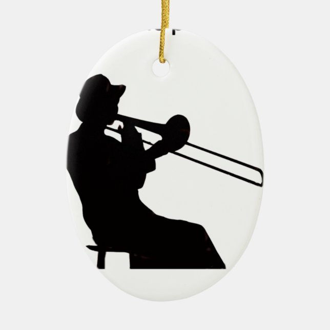 Trombone player in da house ceramic ornament (Front)