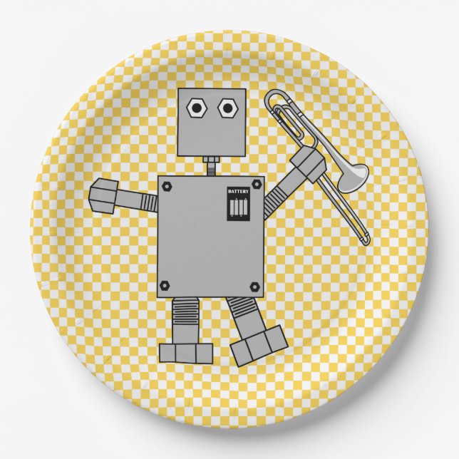 Trombone Robot Paper Plate (Front)