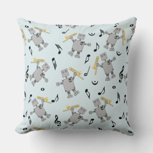 Trombone Robot Throw Pillow