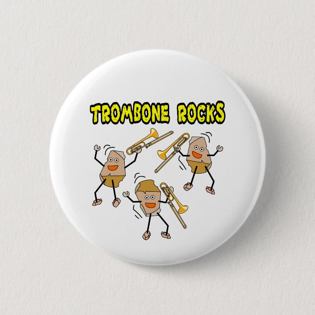 Trombone Rocks 2 Inch Round Button (Front)
