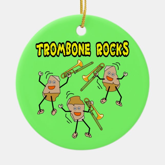 Trombone Rocks Ceramic Ornament (Front)