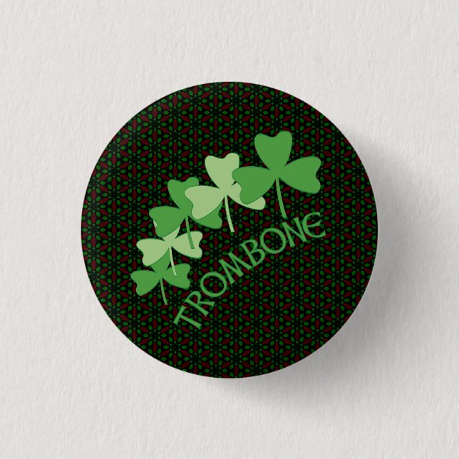 Trombone Shamrocks Arc 1 Inch Round Button (Front)