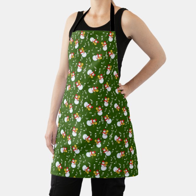 Trombone Snowman Music Notes Pattern Apron (Insitu)