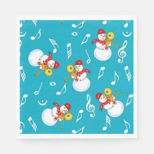 Trombone Snowman Music Notes Pattern Napkin