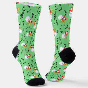 Trombone Snowman Music Notes Pattern Socks