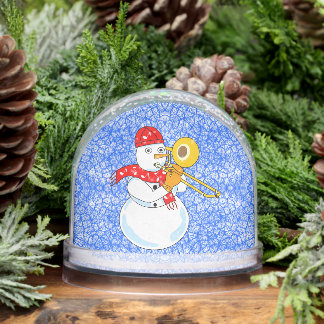 Trombone Snowman Snow Globe