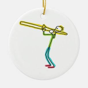 Trombone Stickman Ceramic Ornament