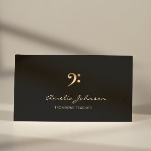 Trombone Teacher Bass Clef Gold&Black Professional Business Card
