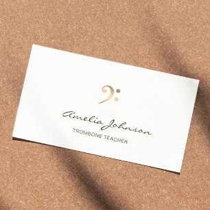 Trombone Teacher Gold Bass Clef Professional Business Card