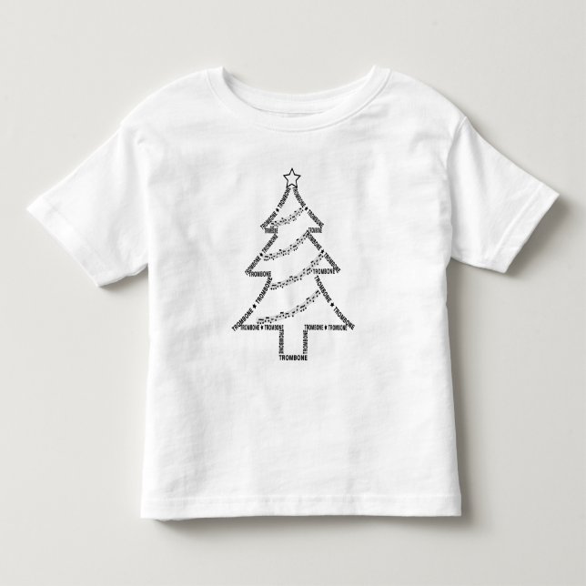 Trombone Text Christmas Tree T-Shirt (Front)