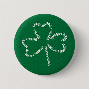 Trombone Text Shamrock 2 Inch Round Button