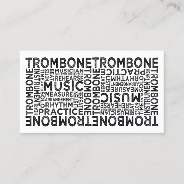 Trombone Typography Business Card (Front)