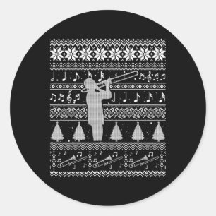 Trombone Ugly Christmas Shirt Funny Nd Sweater Classic Round Sticker