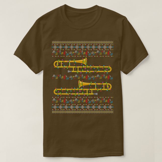 Trombone Ugly Christmas Sweater Christmas Lights F (Design Front)