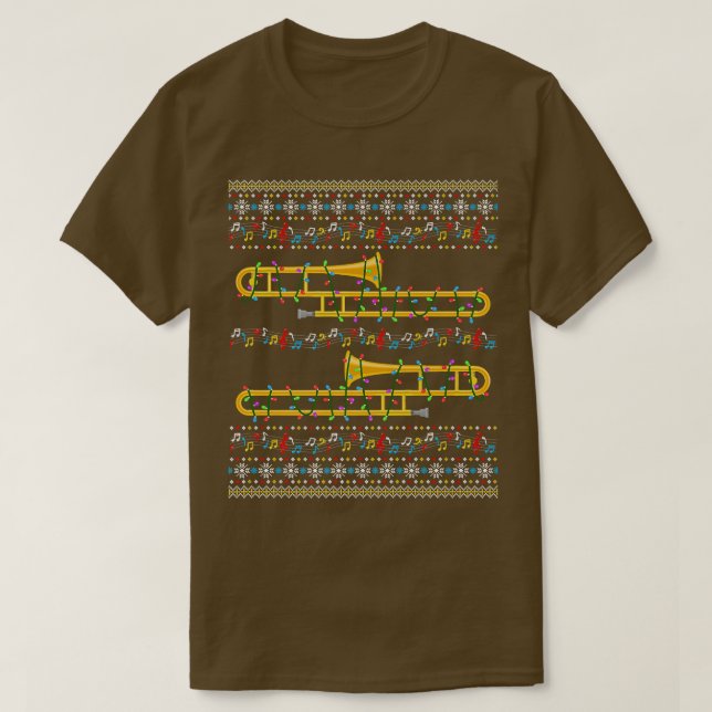 Trombone Ugly Christmas Sweater Christmas Lights F (Design Front)