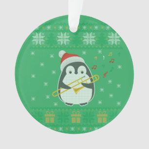 Trombone Ugly Christmas Sweater Penguin Xmas Famil Ornament