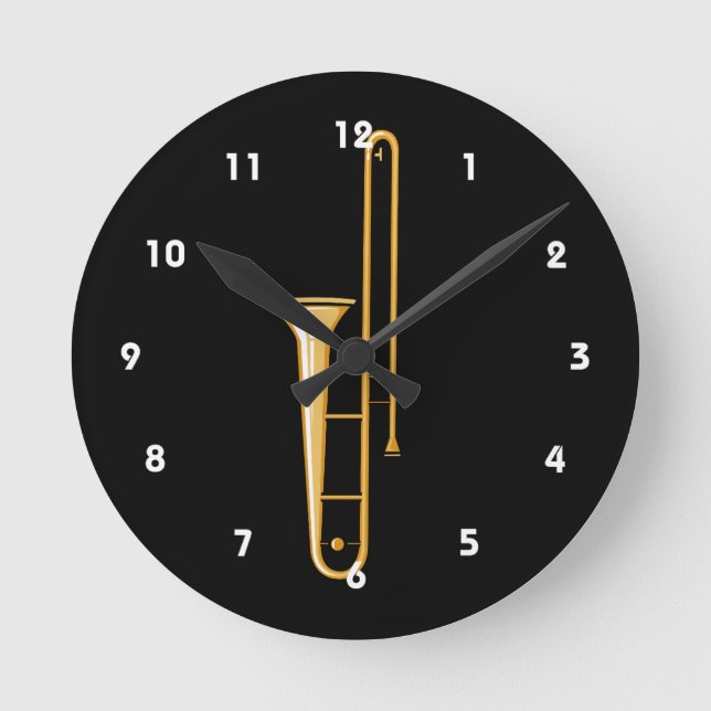 trombone upright graphic round clock (Front)