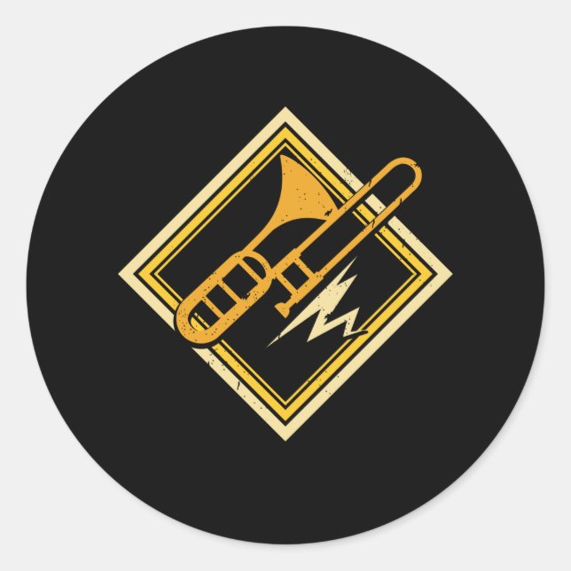 Trombone Vintage Classic Round Sticker (Front)
