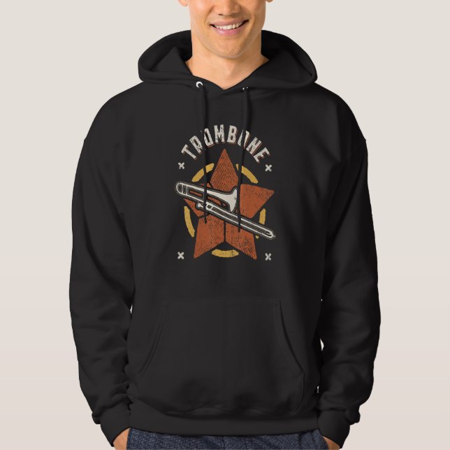 Trombone Vintage Retro Classic Music Hoodie (Front)