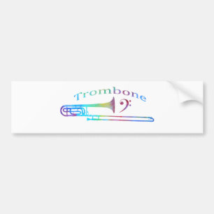 Trombone with Bass Clef Bumper Sticker