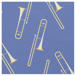 Trombones Music Musician Room Decor Blue Fabric