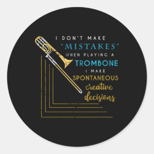 Trombonist Jazz Musician Marching Band Trombone Classic Round Sticker