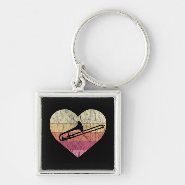 Trombonist Loves Playing Trombone Keychain (Front)