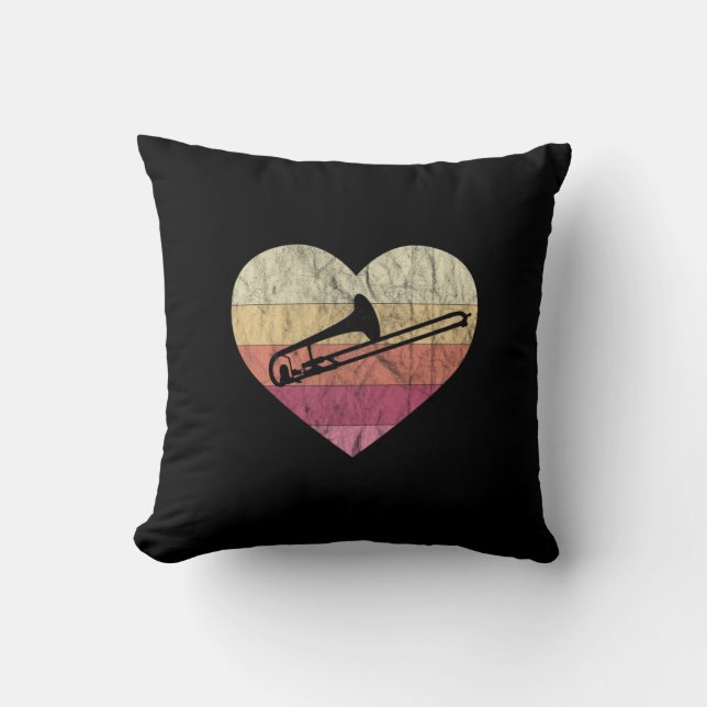 Trombonist Loves Playing Trombone Throw Pillow (Front)