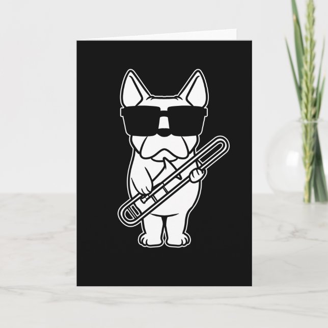 Trombonist Trombone Player Dog With Trombone Card (Front)