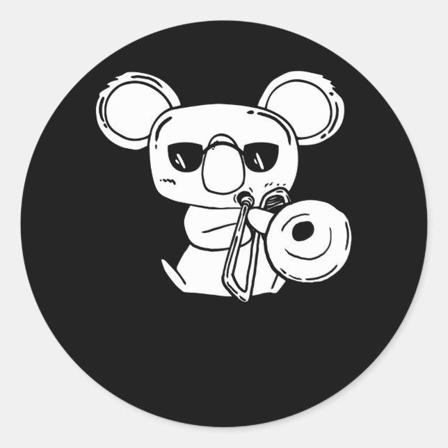 Trombonist Trombone Player Koala With Trombone Classic Round Sticker (Front)